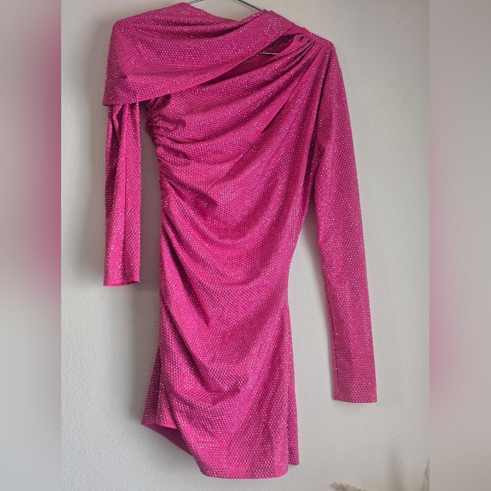 Cult Gaia Nicole Dress in Dragonfruit Cut Out Asymmetrical Mini Dress XS - Picture 9 of 16